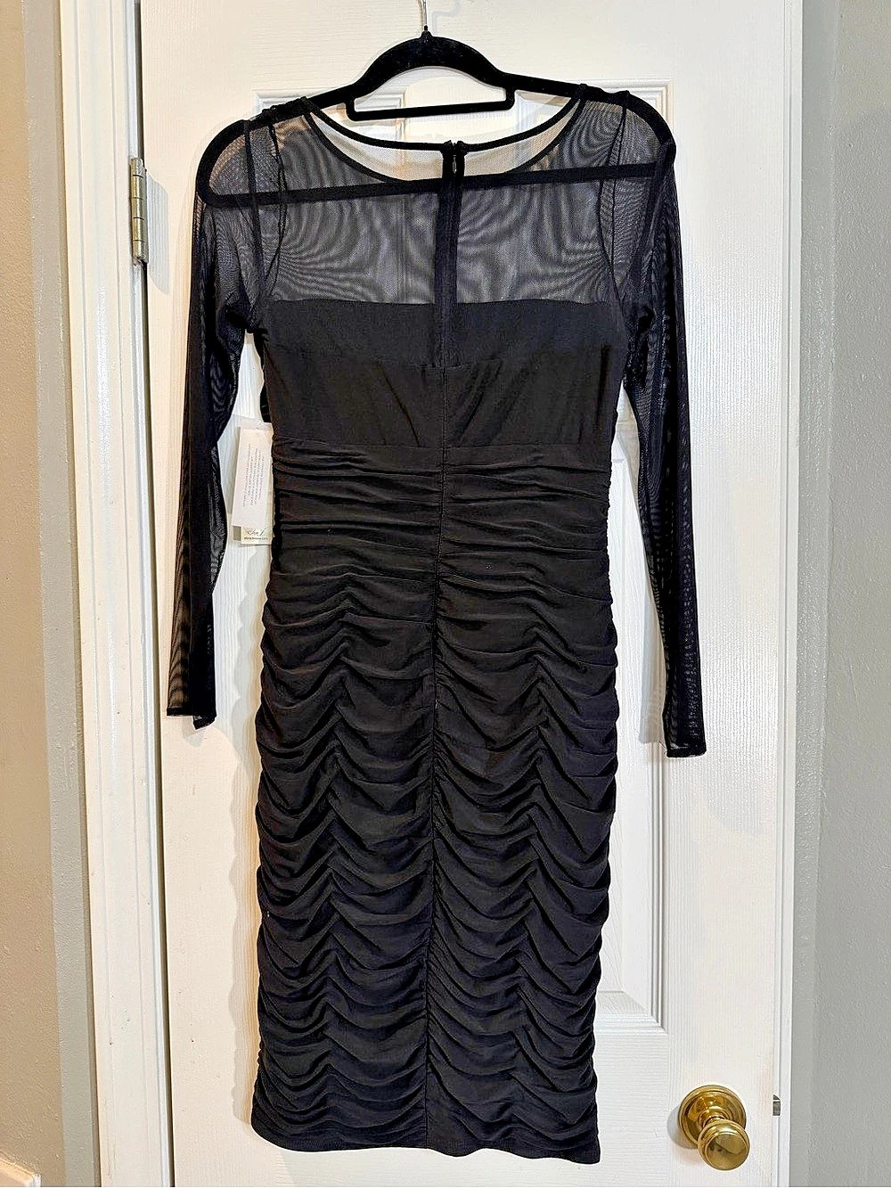 Eliza J Ruched Midi Dress in Black Size Small